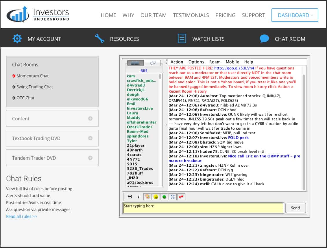 Investors Underground Chat Room