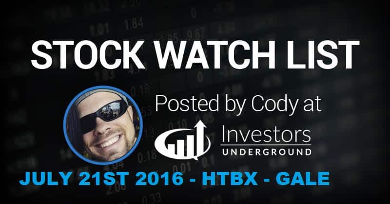 Odd Stock Video Watchlist July 21St 2016