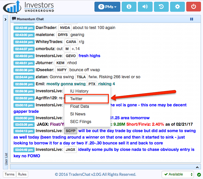twitter ticker symbol you