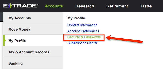 Change Etrade Password