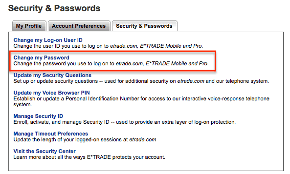 Change Etrade Password 2